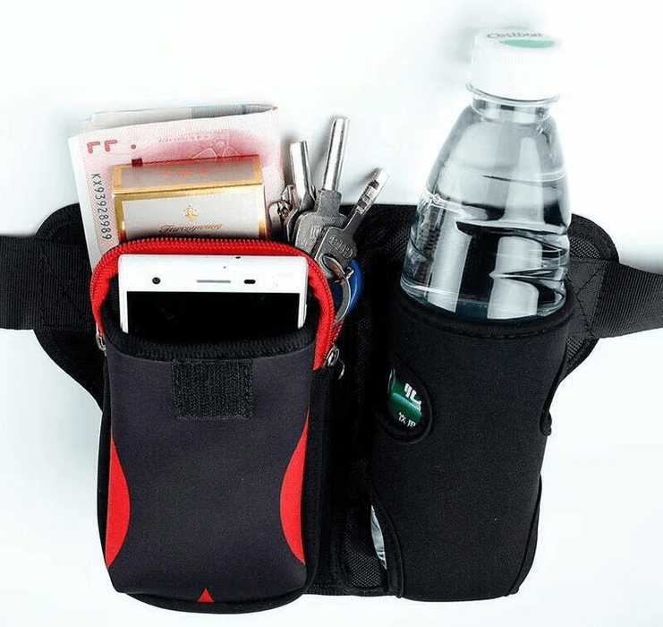 Multifunctional Zipper Pocket Water Resistant Waist Bag With Bottle Holder for Running Hiking Cycling Climbing | Water Resistant Waist Bag | Zipper Pocket Waist Bag
