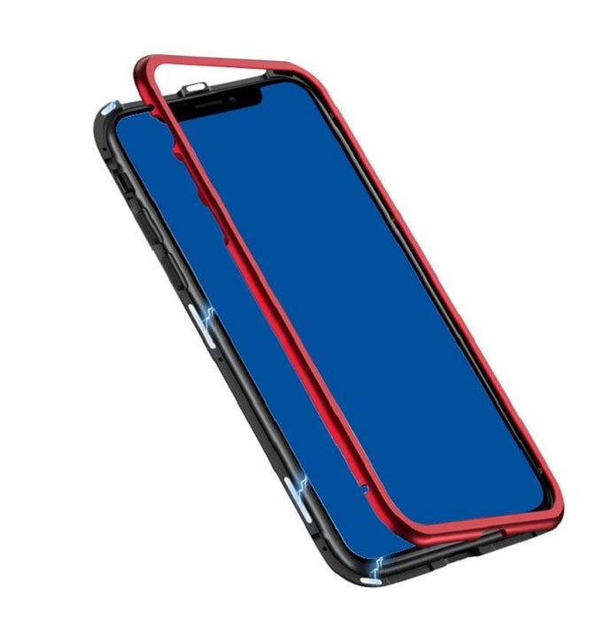 Magnetic Locking Phone Case with Tempered Glass Back,  Shockproof Aluminum Alloy Metal Frame | Locking Phone Case | Magnetic Phone Case
