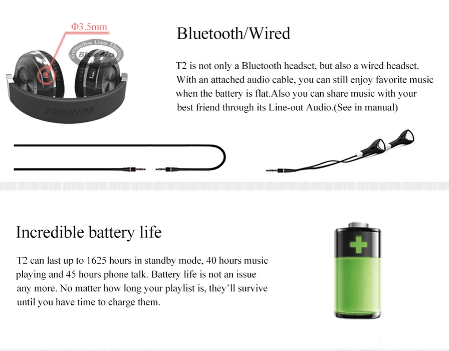 Bluedio T2 Turbine Bluetooth On-Ear Wireless/Wired Headphones with Mic. Rotary Folding  Latest Model | T2 Turbine Bluetooth | Bluedio Bluetooth